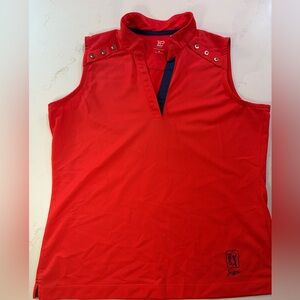 EP New York OrangeSleeveless Golf / pickleball Polo with Snap-Shoulder Detail